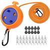 Alihoo Filo per bucato allungabile, 10 m, retrattile, per esterni, campeggio, con 10 fibbie fisse e 20 mollette (arancione)