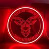 Maimeili Per favore non convocare demoni in bagno LED inciso 3D Segno al neon USB Luce regolabile Salone Bar Barbieri Pub Festa di nozze Salone Riunioni Sala giochi Uomo Grotta Arte