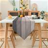 Hanrunsi Runner da Tavolo Moderno Grigio Lino Stripe Rustico Tappetino per Decorazioni Feste da Pranzo in Cucina Soggiorno Tavolo Festa Matrimonio 33x183cm