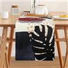 Hanrunsi Runner da Tavola, Rosso Nero Blu Navy Foglie Piante Tropicali Boho Decorazioni Per Tovaglia In Cotone E Lino Resistente Al Calore Per Tavolo da Pranzo per Feste Matrimonio Festivo 33 x 183 cm