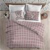 PENSIERI DELICATI Parure Copripiumino Matrimoniale Flanella 100% Cotone, Sacco 250X200 CM e Federa 52X82 CM, Made in Italy, Copripiumino Lavabile In Lavatrice A 40°, Fantasia Tartan Orsetto Rosso