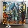 SDOTPMT 120x180cm Tenda da doccia a tema Halloween Benvenuto Castello Gotico Creepy Zucca Cortile Tenda da bagno Giorno della tenda da bagno morta per la decorazione del bagno con ganci