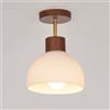 Jadssox Plafoniera in legno nordico a cupola Lampada da soffitto a semi-incasso con apparecchio di illuminazione per corridoio in vetro a coste E27 Vicino alle lampade da soffitto per corridoio Camera