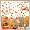 Joeyan 9 Fogli Adesivi Autunno per Finestre, 71pcs DIY Casa Decorazioni | Foglie Piccoli Animali Zucca Vetrofanie Senza Colla,Doppia Faccia Festa del Raccolto Stickers Addobbi, Lavoretti Thanksgiving
