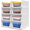 Diealles Shine Cassettiere Impilabili per Armadio, Diealles Shine Set di 8 Scatole Pieghevoli per Guardaroba in Plastica, Cassetti Armadio, Organizer per Guardaroba per Casa Camera da Letto Cucina(bianco)