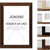 JCNORD MDF Cornice Portafoto in Legno di Noce A2 (42x59,4 cm) con Vetro Acrilico Infrangibile | Moderna per Pareti e Tavoli