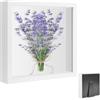 VIQIHEOE Cornice Portafoto 3D, Cornice in Legno da Riempire 20 x 20 cm, Box Frames per Oggetti Profonda 3 cm, con Lastra Acrilica Trasparente, Quadrata da Vetrina per Ricordi Fai da Te, Bianco