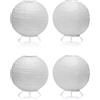 Auraglow Lampade da Tavolo Carta di Riso Rotonde Set da 4, Batteria 2000K | Bagliore ambientale bianco caldo da lanterna, paralume con struttura in filo, portatili per camera, salotto e cene