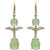 Boucles d'oreilles Doré Mat Stile Art Nouveau Foglia Goccia Agata Verde SB8