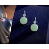 Orecchini Dormeuse Argento Art Deco Mezza Perla Agata Verde Chiaro SC2