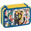 Favorit Astuccio 3 scomparti per la scuola, fornito di cancelleria, 20x13x7,5 cm, ART Blu