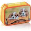 Favorit, Astuccio 3 scomparti per la scuola, Fornito di Cancelleria, 20 x 13 x 7.5cm, Sweet Puppies