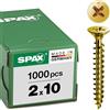 SPAX 1081020200105 - Viti universali a testa svasata a croce, T-Star plus, filettatura completa, A2L zincato passivato giallo, 2,0 x 10 mm, 1000 pz