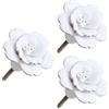 Hoement 3 Pz Manico in Ceramica Maniglie Dei Cassetti a Fiore Tiri Del Cassetto Dell'armadio Pomelli Per Comò Pomelli Delle Porte a Fiori Maniglia Comò Tira Acciaio Inossidabile Bianca