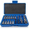 WEFFLEPOD Set di 34 Chiavi a Bussola Torx E4-E20 T10-T60 Femmina e Maschio Inserti, Materiale in Acciaio al Carbonio, Durevole, per Riparazione Auto, Biciclette, Lavoro Meccanico, Blu