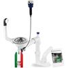 GM GranMaster Granmaster, sifone da cucina, automatico, a 1 camera, con troppopieno, scarico per lavello, Made in Italy, collegamento sul fondo, 1 cestello 1/2, valvola eccentrica 3 1/2, 30 x 25 x 35 cm