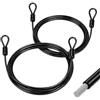 Kezert Cavo Antifurto Bici, Nero, 2 m x 4 mm, 2 Pezzi | Cavo di Sicurezza in Acciaio, Doppio Occhiello, Rivestimento in PVC