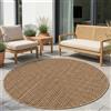 Carpetsale24 Tappeto Interno Esterno Impermeabile Look Naturale Juta Ideale per Soggiorno Cucina Terrazza e Balcone, Dimensioni: 120 cm Rotondo