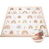 omedecal Tappeto Gioco Neonato Gattonamento, 150x180x3cm, Tappetone Pieghevole per Bambini, Superficie in Morbida Flanella con Base Antiscivolo per Camera e Soggiorno - Arcobaleno