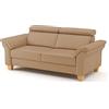 CAVADORE Divano in vera pelle Ammerland, 3 pezzi, con anima a molla + regolazione testiera, 186 x 84 x 93 cm, in pelle beige