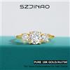 szjinao Totale 2CT VVS1 Anello Moissanite AU750 Anelli in vero oro 18 carati per le donne Anniversario di matrimonio Regalo di fidanzamento classico Alta gioielleria