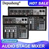 DEPUSHENG Mixer Audio a 4/7 Canali con Interfaccia DJ, Effetti DSP a 99 Bit, Mixer Audio USB con Effetti +48V Phantom e Bluetooth per Karaoke