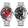 tandorio Orologio Meccanico da Uomo Tandorio Japan NH35A PT5000, Impermeabile 20BAR, Quadrante Rosso e Nero Luminoso in Zaffiro, Bracciale in Acciaio Inossidabile