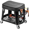 SucceBuy Sgabello da meccanico Sedile da garage da 300 libbre con ruote 360 ° Sgabello da officina girevole con rotelle e vassoio per attrezzi per garage, riparazione di negozi