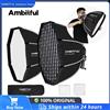 AMBITFUL Softbox Portatile Ambitful Quick 65cm 90cm con Griglia a Nido d'Ape per Flash Esterno Compatibile con Godox, Yongnuo, Sidande