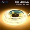 COXO Striscia LED COB 10m, 320 LED/m, Alta Densità, Nastro LED Flessibile 3000K 4000K 6500K, Illuminazione LED Lineare Dimmerabile 12V 24V