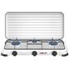 MUVIP Fornello a gas Muvip Vulcano con 3 fuochi - copertura protettiva - piedini in gomma - superficie smaltata - bruciatore rimovibile - 57,7x27,8x5,3 cm - colore bianco