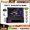Podofo 1DIN 6+128G Sistema Intelligente per Auto con Carplay, Android Auto, GPS, Mirror Link, WIFI, FM, Schermo Telescopico Manuale