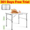 NONE Tavolo da Picnic Pieghevole 75cm, Tavolo da Giardino e Campeggio con Altezza Regolabile 33/70cm, Tavolo Robusto per Feste e Picnic