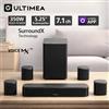 ULTIMEA Aura S4T 350W Soundbar 7.1ch per TV con Subwoofer, 4 Altoparlanti Surround e Staffe di Montaggio, Sistema Home Theater Surround