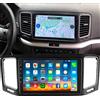 NONE Autoradio 2+64G 9'' con GPS per VW Volkswagen Sharan 2010-2022, Android 15 con Carplay Wireless, Android Auto, AM/FM/RDS, Unità di Controllo SWC