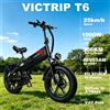 VICTRIP T6 bici elettrica pieghevole urbana,motore 1000W,autonomia 300km,batteria litio 48V55Ah,pneumatici 20*4 fuoristrada,7 marce,4 modalità di guida,bici unisex adulta montagna e-bike pieghevole