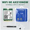 fenvi Scheda WiFi Wireless Wi-Fi 6E AX210 BT5.4 M.2 5374Mbps 802.11AX Bluetooth 5.4 Adattatore di Rete Ethernet AX210NGW per Win10/11