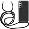 MyGadget Cover per Samsung Galaxy A35 5G - Custodia con Corda - Case con Cordino Opaca Antiurto/Bumper con Laccio/Tracolla - Practical Stylish per Collo Nero