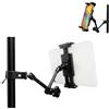 Lupholue Supporto universale per tablet, regolabile a 360°, per tapis roulant, cyclette, passeggini, sedie a rotelle, carrello da golf, per tablet e smartphone da 4,7-12,9