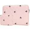 JOOEER Custodia per Laptop 12,5-13 Pollici, Ricamo Fiocchi e Pochette, Rosa | Imbottitura antiurto, fodera antigraffio, tessuto idrorepellente, tasca accessori, profilo sottile, lavoro studio e viaggi