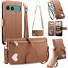 LIAOCY Portafoglio Custodia per Sony Xperia 10 VII / 10 VIII, A Tracolla Flip Cover in Pelle PU con Motivo a Cuore【Fibbia Magnetica】, Anticaduta con Supporto, Brown.