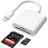 Bamkey Bankey Lettore schede SD per iPhone e iPad, compatibile SD/Micro SD | plug-and-play, adattatore Lightning con doppio slot,adattatore schede memoria foto, per iPhone 14/13/12/11/X/XS/XR/8/7 e iPad