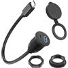 QIANRENON 2 in 1 da USB C a USB C e USB 3.0, attacco fisso, cavo corto da 5 Gbps tipo C maschio a C + A femmina adattatore di montaggio Bulkhead integrato, ricarica 5 V3 A, per cruscotto, 30 cm