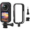 Generic Custodia protettiva per Insta360 X6, custodia antigraffio, supporto a gabbia con staffa di protezione estesa con adattatore di montaggio e vite per accessori per action cam Insta 360 X6