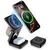 XTVTX Stazione di ricarica wireless pieghevole 3 in 1, 15 W, stazione di ricarica induttiva per Apple Watch e Phone, caricabatterie wireless per iPhone serie 17/16/15/14/13/12, per iWatch Ultra/10/9/8/7/6/5