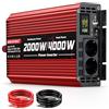 JARXIOKE Inverter 2000W,Trasformatore da 12V a 220V Onda Modificata con 2 Prese + USB+Display LCD,Inverter di potenzaper Auto,Campeggio,Camion,Emergenza Casa