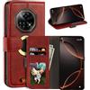 UOGNADGD Custodia flip in similpelle per Doogee Fire 7 Pro - Rosso | 6.6 Custodia portafoglio folio con fessure per carte, chiusura magnetica, funzione stand e blocco RFID