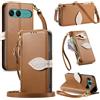 LIAOCY A Tracolla Custodia per Sony Xperia 10 VII / 10 VIII, Flip Cover con Portafoglio e Cerniera in Pelle PU[Fibbia Magnetica a Foglia], Anticaduta con Supporto, Brown.