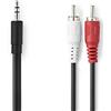 Nedis Cavo audio stereo | 3,5 mm maschio | 2x maschio RCA | Placcato nickel | Tondo | Nero | Scatola 3.00 m 3.00 m
