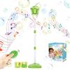 PASLFC Lanterna per bolle di sapone ricaricabile, supporto automatico per bolle di sapone con musica, macchina per bolle in piedi, regolabile in altezza, con luce e telecomando, con liquido per bolle di